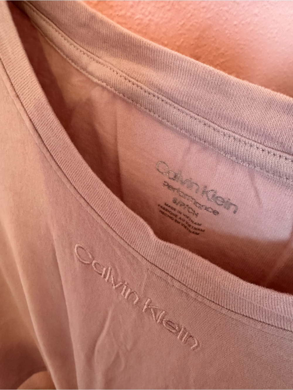 Calvin Klein Men’s Pale Pink Crew Neck Short Sleeve Shirt